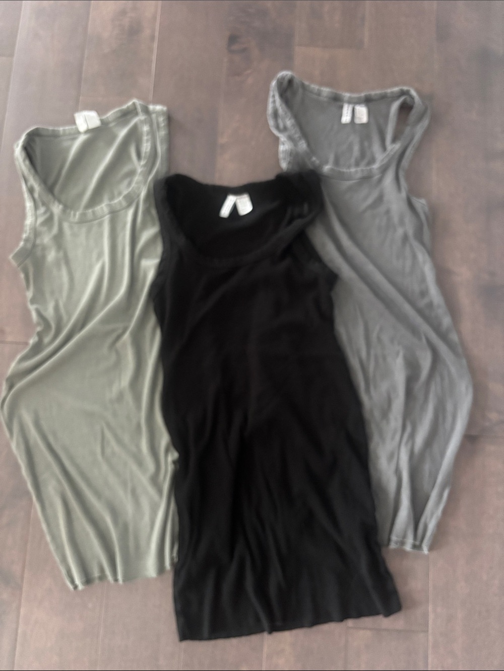 H&M Women's Tank Tops Long in Black, Olive, and Gray 3 Bundle